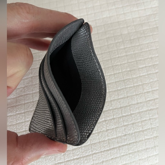 Sergio Rossi New!!! Textured Silver Leather Card Holder - Picture 3 of 4